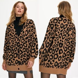 Aritzia Sunday Best Sylvia Alpaca Wool Blend Leopard Oversized Cardigan - S